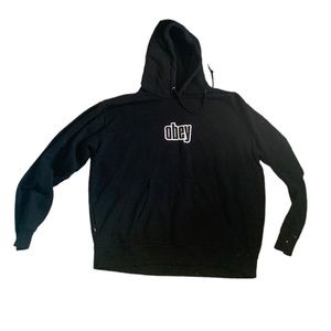 Obey Worldwide Black Fleece Long Sleeve Casual Hoodie Sweater Sz L Unisex